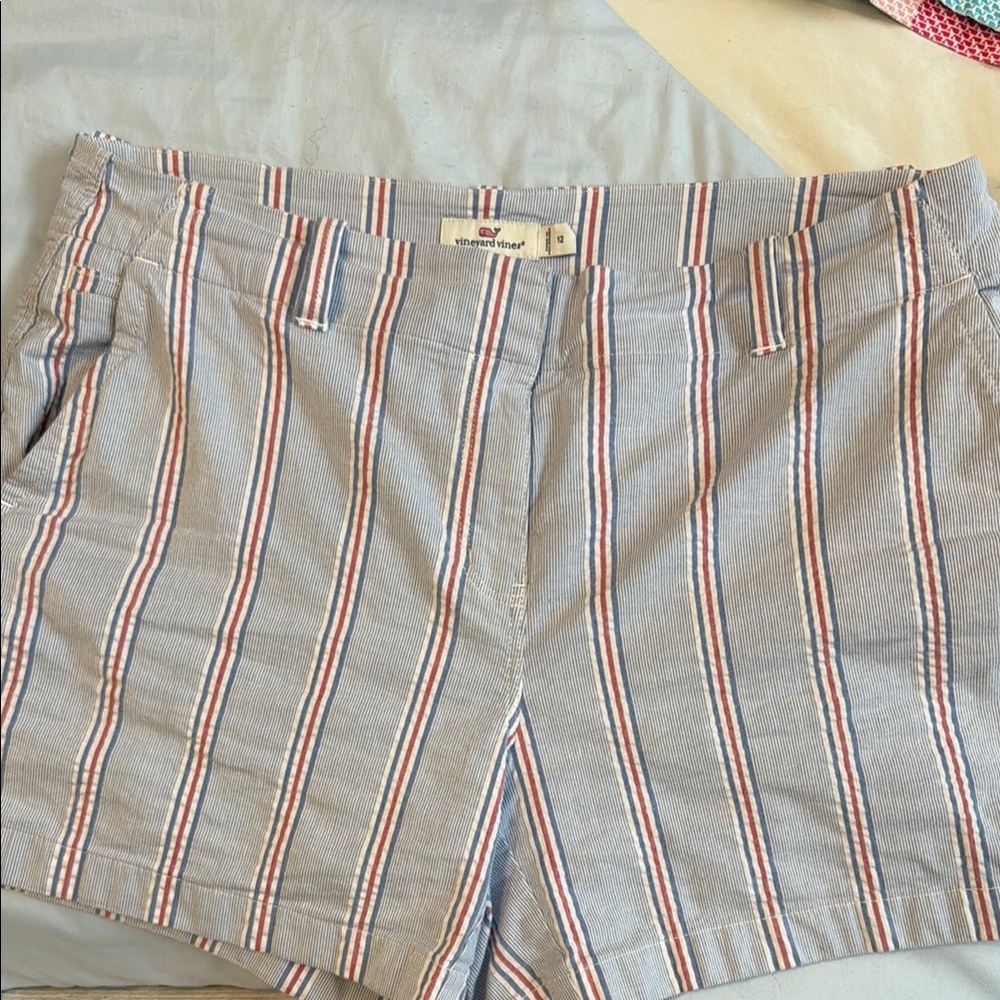 Vineyard Vines Women's Striped Shorts - Blue and Red